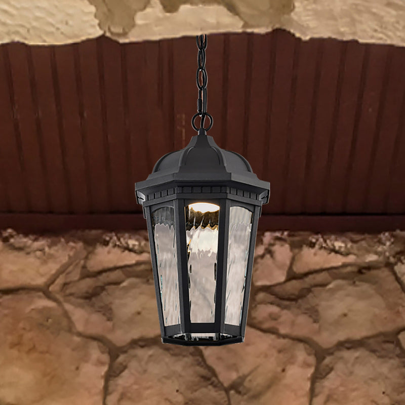 Starfish East River - Smart Outdoor Hanging Lantern - Matte Black with Clear Water Glass Finish