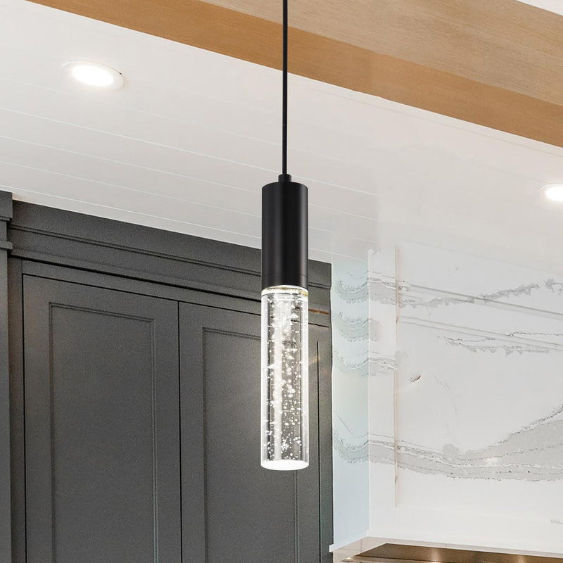 Starfish Lacey - 11.5W WiFi Smart 3" Pendant Light - RGB & TW, Matte Black with K9 Bubble Crystal