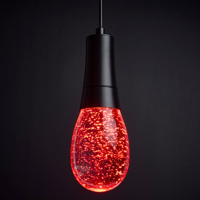 Starfish Lacey - 11.5W WiFi Smart 4" Pendant Light - RGB & TW, Matte Black with K9 Bubble Crystal