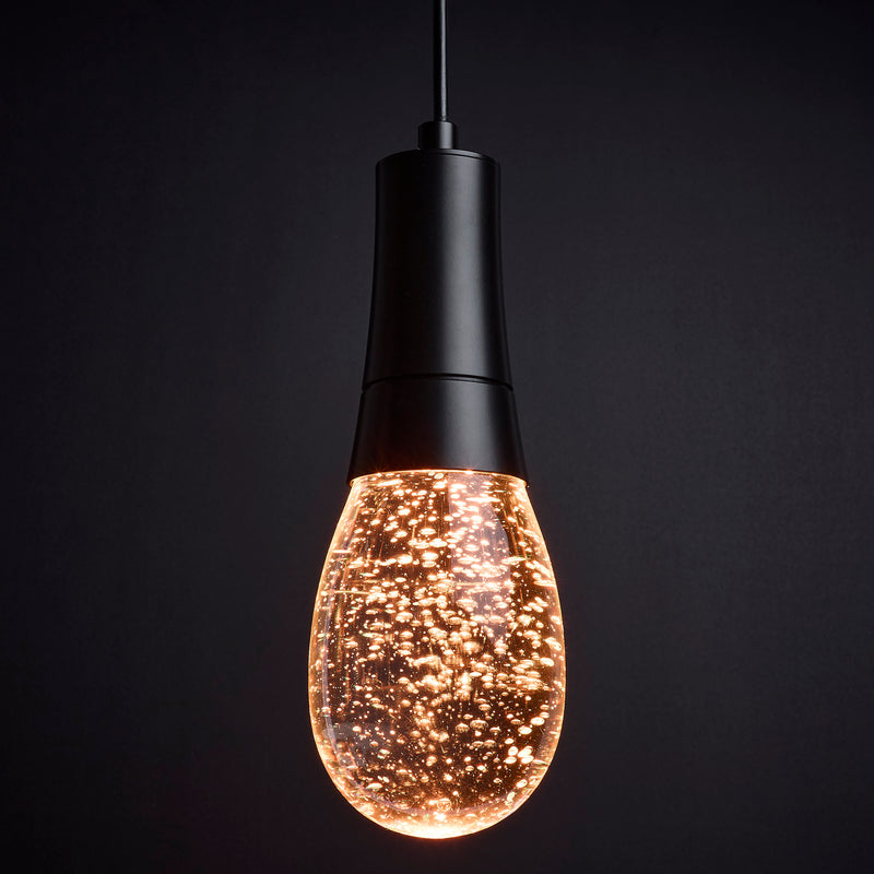 Starfish Lacey - 11.5W WiFi Smart 4" Pendant Light - RGB & TW, Matte Black with K9 Bubble Crystal