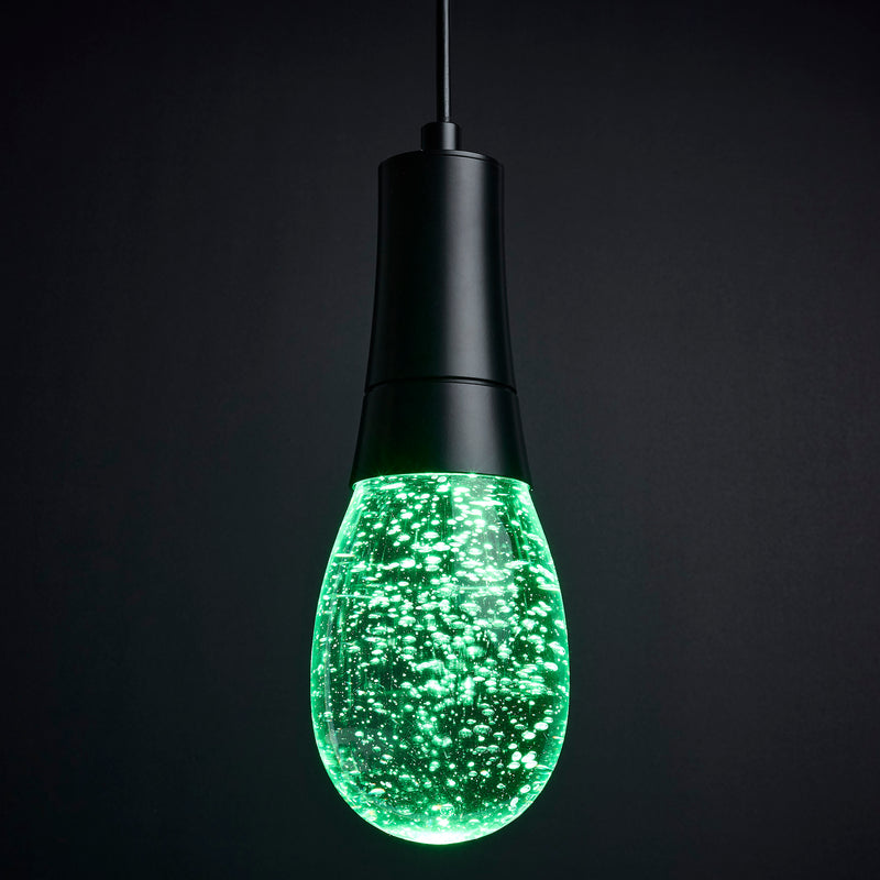 Starfish Lacey - 11.5W WiFi Smart 4" Pendant Light - RGB & TW, Matte Black with K9 Bubble Crystal