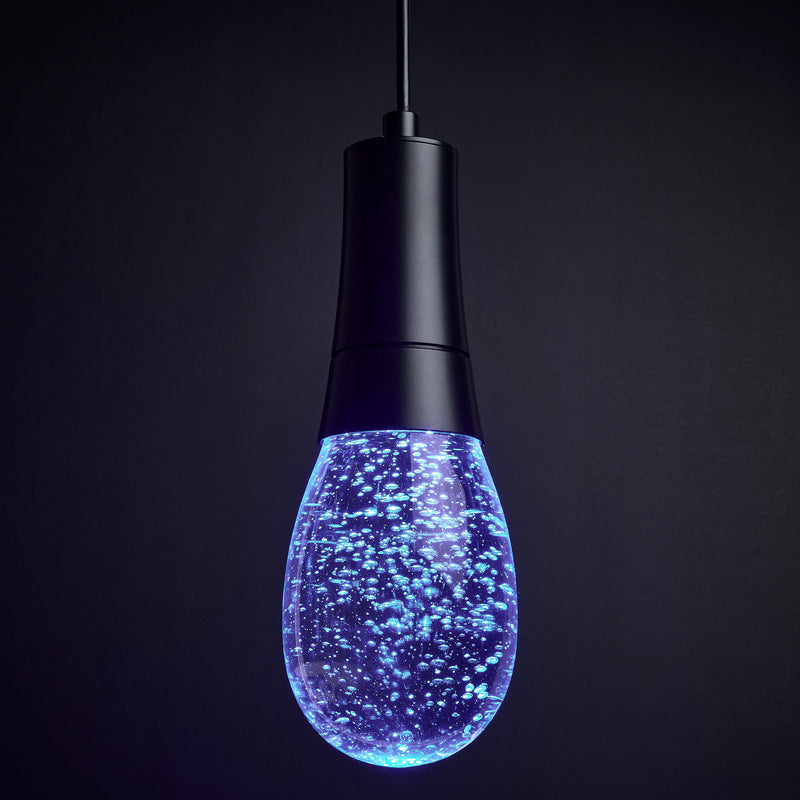 Starfish Lacey - 11.5W WiFi Smart 4" Pendant Light - RGB & TW, Matte Black with K9 Bubble Crystal