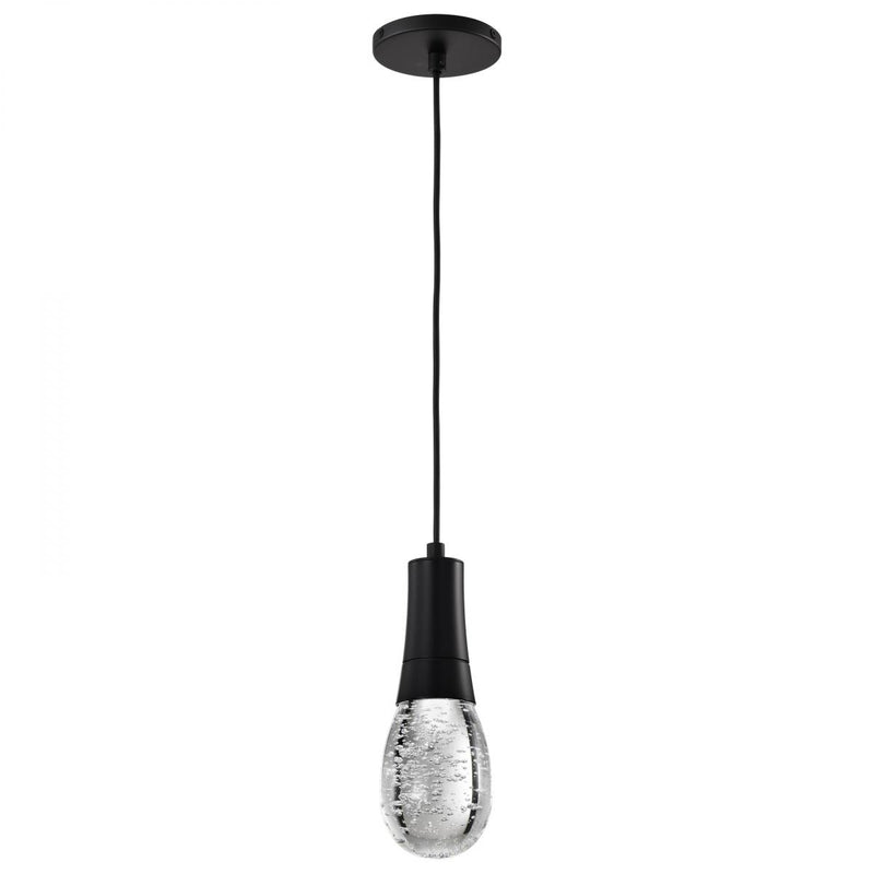 Starfish Lacey - 11.5W WiFi Smart 4" Pendant Light - RGB & TW, Matte Black with K9 Bubble Crystal