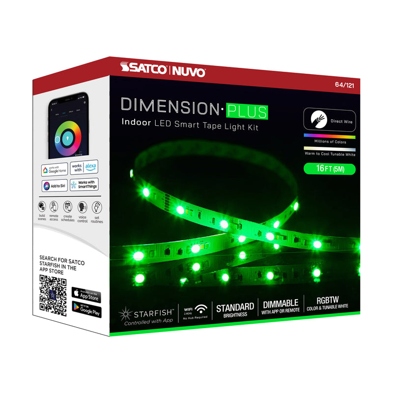 Starfish Dimension Plus 16 ft. RGBW & Tunable White Indoor LED Smart Tape Light Kit with J-Box Connection