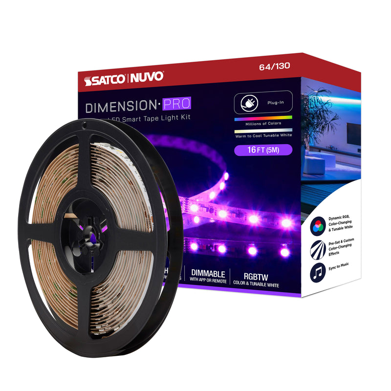 Starfish Dimension Pro 16 ft. RGBW & Tunable White Indoor LED Smart Tape Light Kit with Plug Connection
