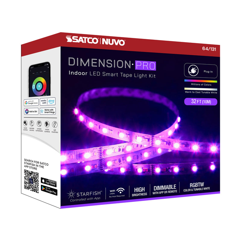 Starfish Dimension Pro 32 ft. RGBW & Tunable White Indoor LED Smart Tape Light Kit with Plug Connection