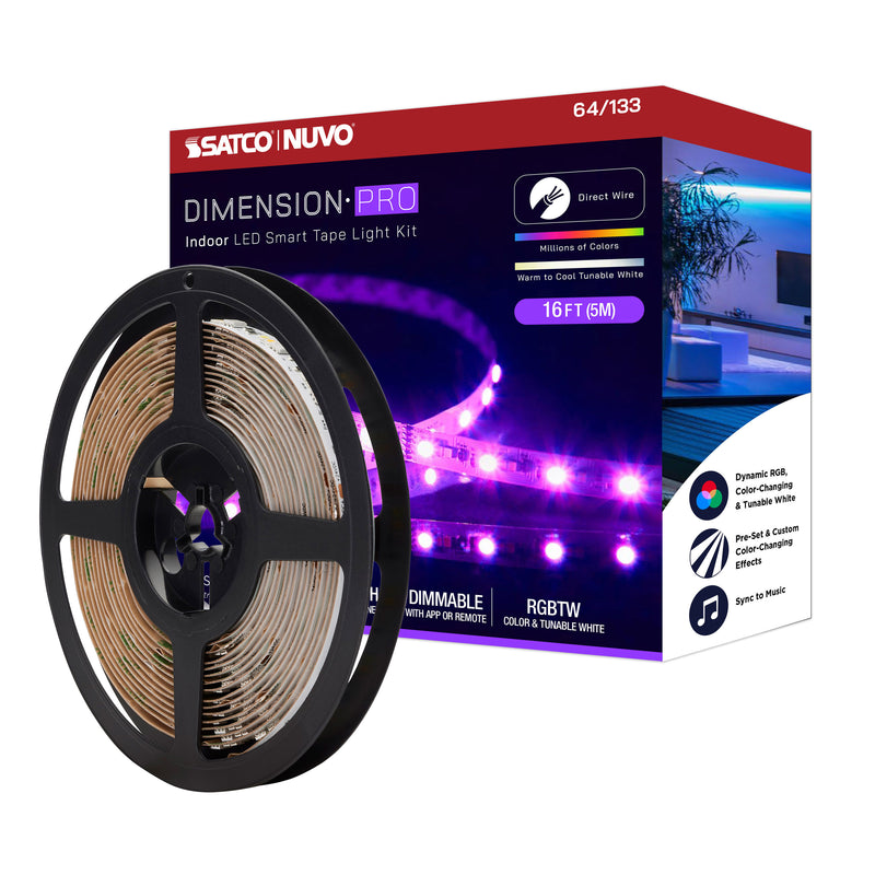 Starfish Dimension Pro 16 ft. RGBW & Tunable White Indoor LED Smart Tape Light Kit with J-Box Connection