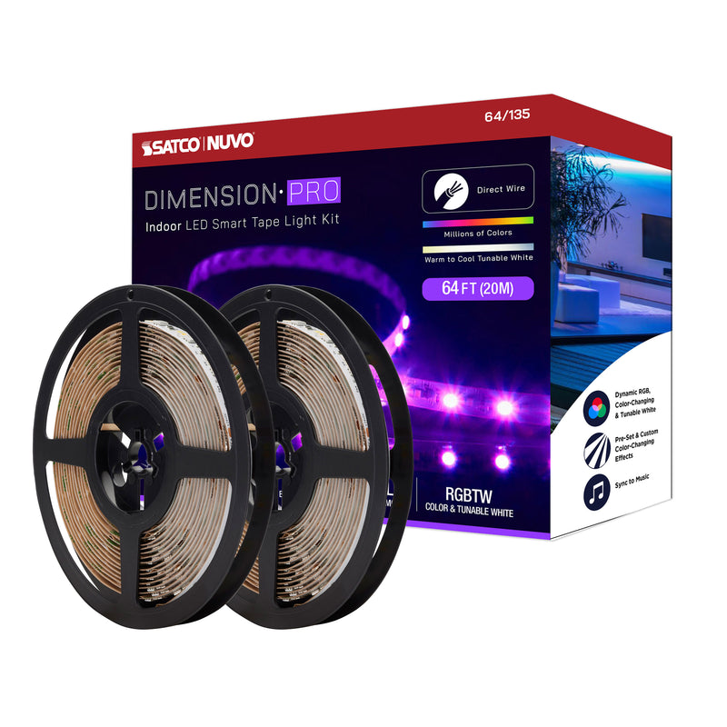 Starfish Dimension Pro 64 ft. RGBW & Tunable White Indoor LED Smart Tape Light Kit with J-Box Connection