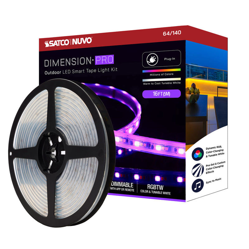 Starfish Dimension Pro 16 ft. RGBW & Tunable White Outdoor LED Smart Tape Light Kit with Plug Connection