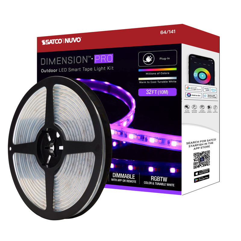Starfish Dimension Pro 32 ft. RGBW & Tunable White Outdoor LED Smart Tape Light Kit with Plug Connection