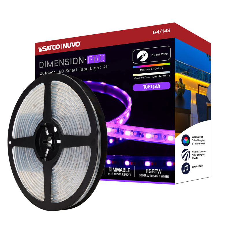 Starfish Dimension Pro 16 ft. RGBW & Tunable White Outdoor LED Smart Tape Light Kit with J-Box Connection