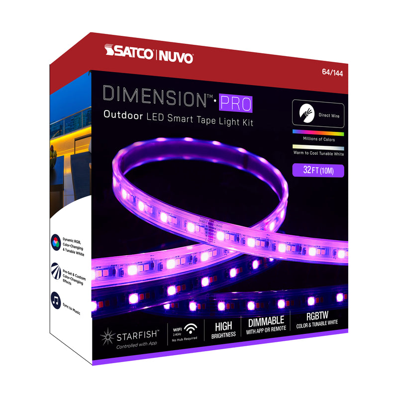 Starfish Dimension Pro 32 ft. RGBW & Tunable White Outdoor LED Smart Tape Light Kit with J-Box Connection