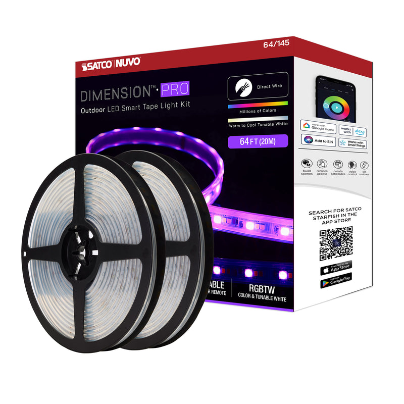 Starfish Dimension Pro 64 ft. RGBW & Tunable White Outdoor LED Smart Tape Light Kit with J-Box Connection