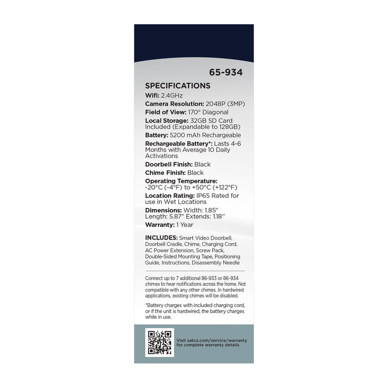 Starfish SMART Wired Doorbell Security Camera