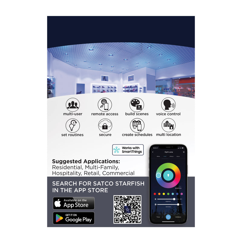 Starfish BR30 WiFi Smart LED, 9.5 Watt, E26 RGBTW Light Bulb