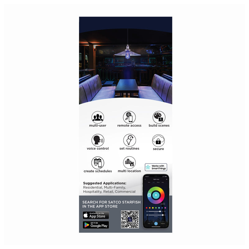 Starfish ST19 WiFi Smart LED, 6 Watt, RGB & Tunable White, Medium Base Light Bulb