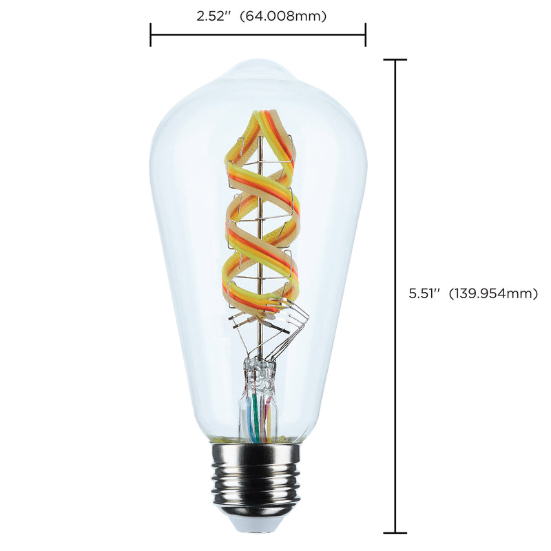 Starfish ST19 WiFi Smart LED, 6 Watt, RGB & Tunable White, Medium Base Light Bulb