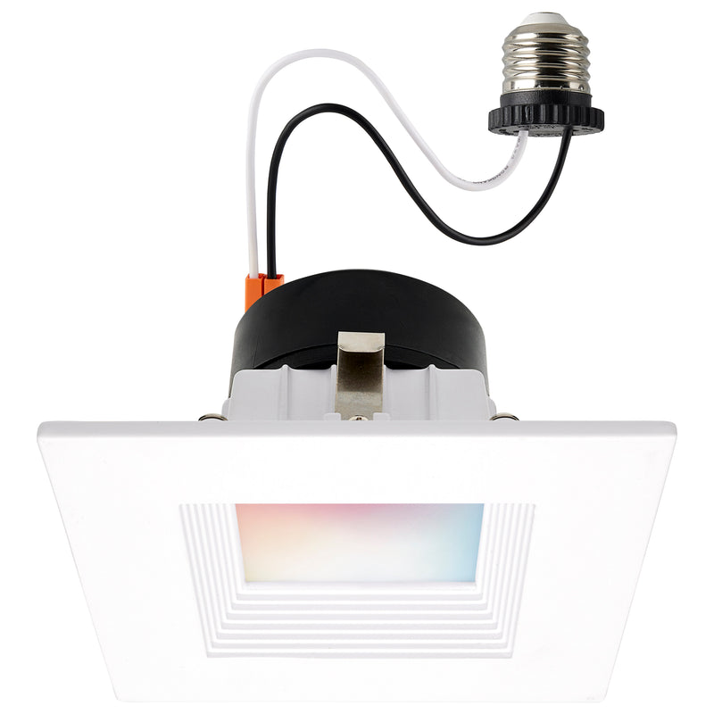 LED Smart Retrofit Downlight - 4" Square Stepped Baffle