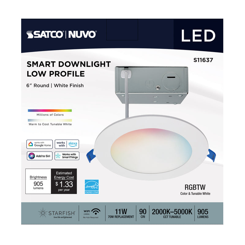 LED Smart Slimfit Downlight - 6" Round Flat Lens