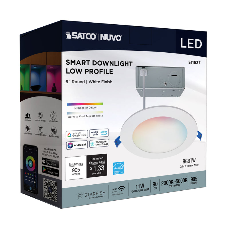 LED Smart Slimfit Downlight - 6" Round Flat Lens