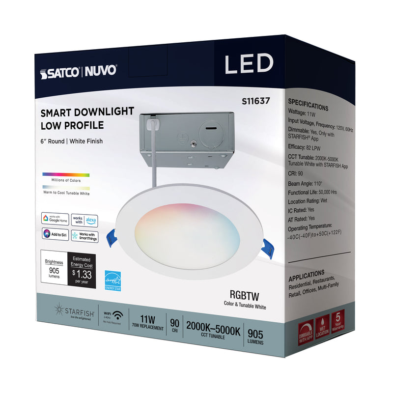 LED Smart Slimfit Downlight - 6" Round Flat Lens
