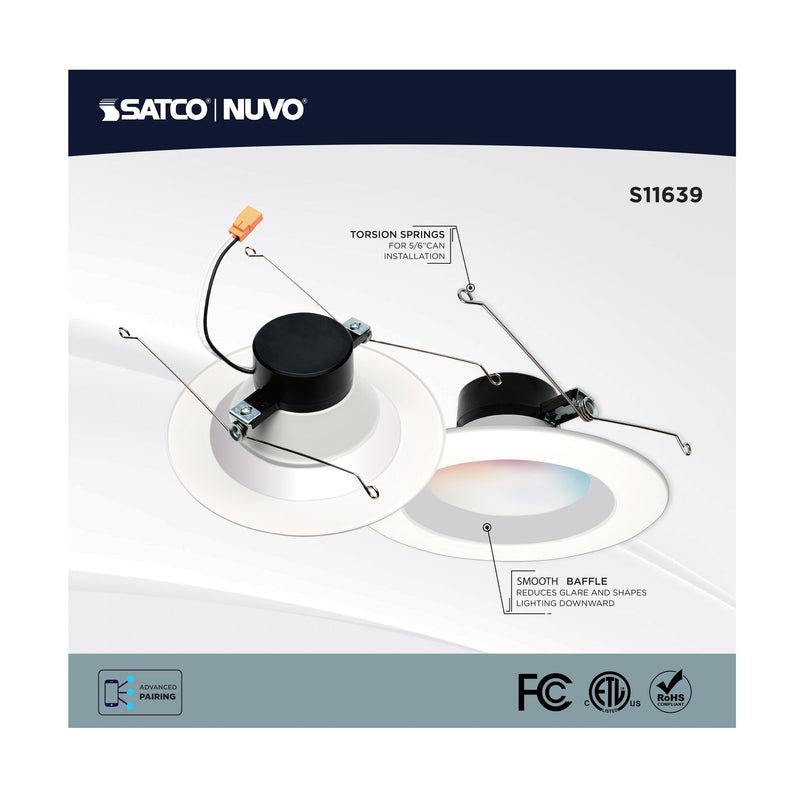 LED Smart Retrofit Downlight - 5/6" Round Smooth Baffle