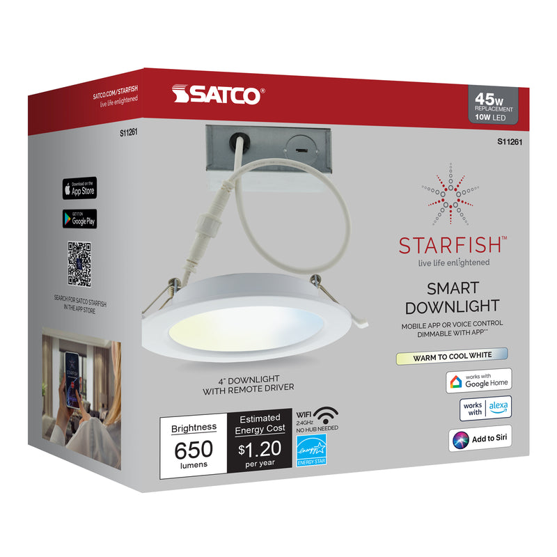 Starfish 4" WiFi Smart LED, 10 Watt, Tunable White Edge Lit Remote Driver Downlight