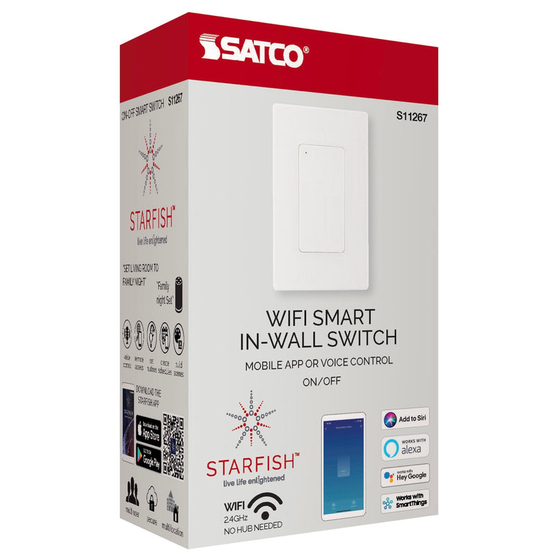 Satco Starfish WiFi Smart Wireless 15 Amp Plug-In Outlet, 15A/SMART-PLUG/SF